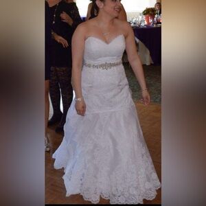 Strapless Lace Bridal Gown with Beaded Waist and corset back